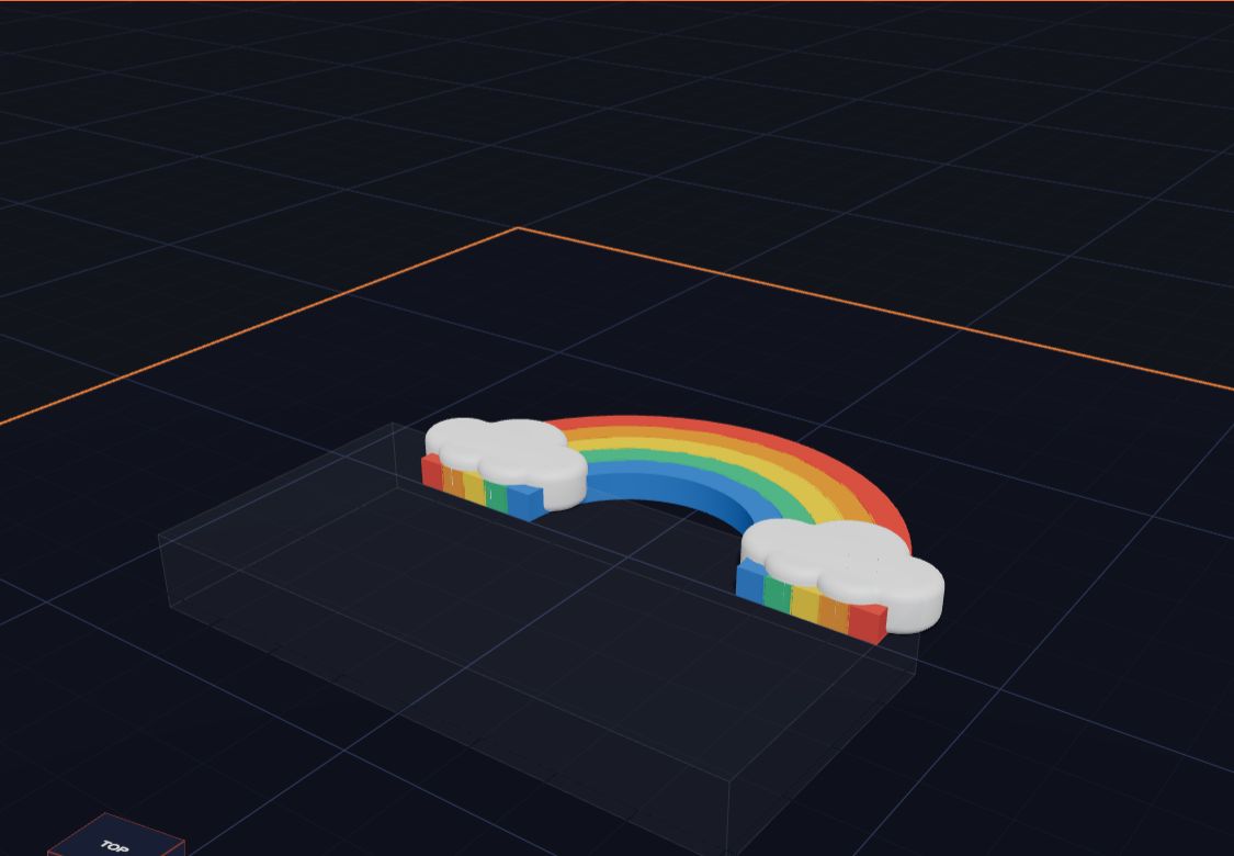 A rainbow with two clouds